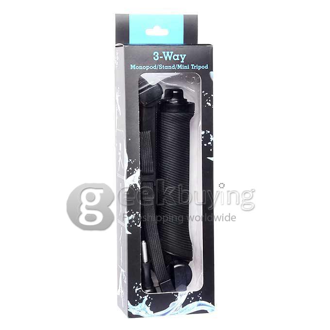 ST-198 3-Way Monopod Stand Mini Tripod for Gopro HD Hero 2 3 3+ 4 - Black