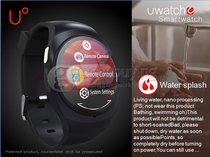 UO Bluetooth Smart Sports Watch Pedometer Stopwatch BT4.0 Waterproof For Andriod IOS - Gold