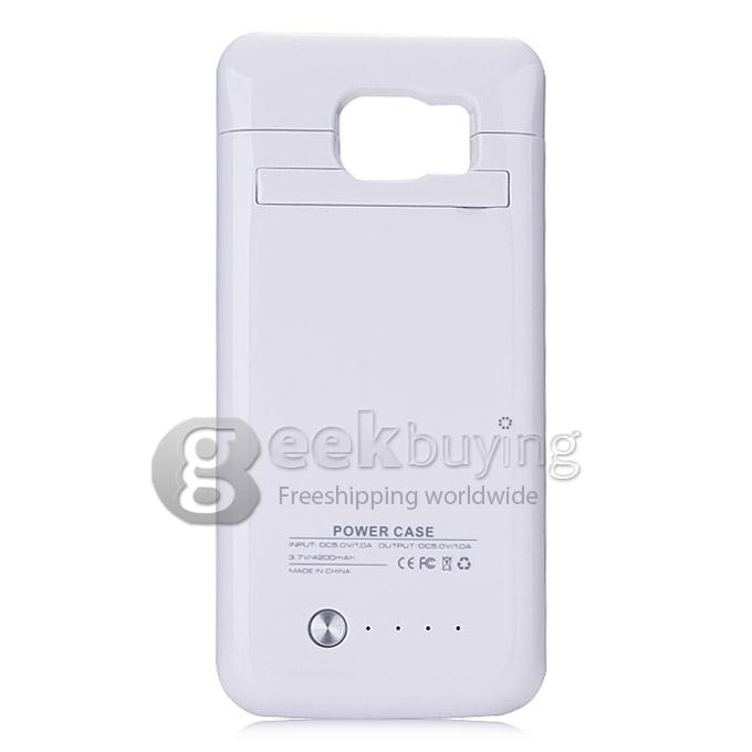4200mAh Battery Power Pack Charger Cover Case For Samsung Galaxy S6 S6 Edge G9200 - White