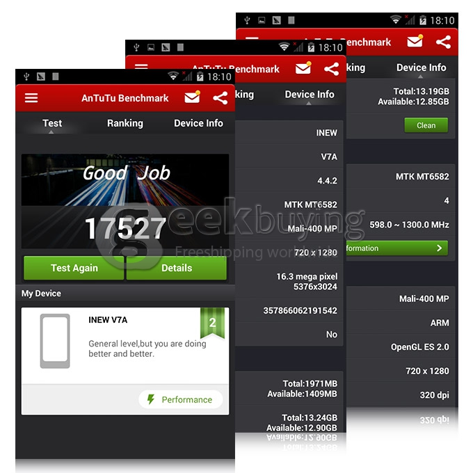 INEW V7 MTK6582 Quad Core 1.3GHz 5.0 Inch Smartphone Android 4.4 OS 2GB RAM 16GB ROM 16.0MP 3G/GPS - White