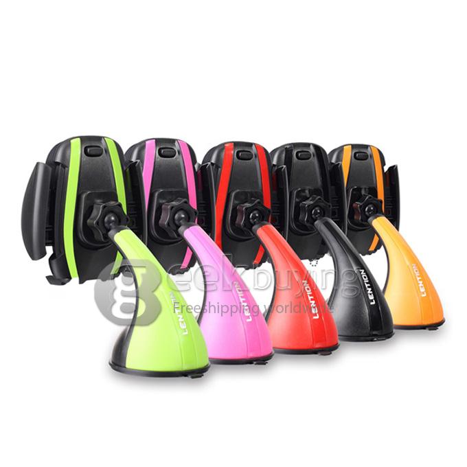 LENTION C300 Colorful Series 360 Degree Spin Car Mount Holder for iPhone iPod Phones PSP GPS iPhone 6s Plus - Black