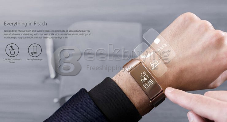 Original HUAWEI TalkBand B2 Health Smart Bracelet Band BT3.0 IP57 Dual MIC For Android IOS - Silver