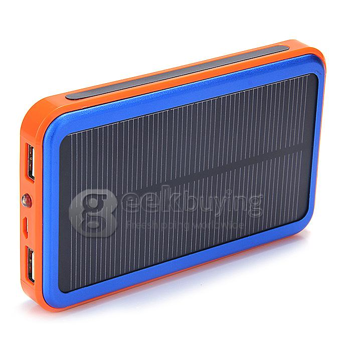 New DS158 Solar Charger 8000mAh Polymer Power Bank Portable USB Charger Dual USB - Blue