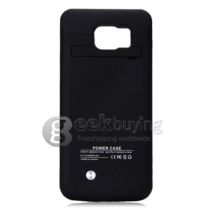 4200mAh Battery Power Pack Charger Cover Case For Samsung Galaxy S6 S6 Edge G9200 - Black