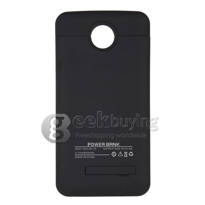 4200mAH External Backup Battery Powebank Cover Case For Google Nexus 6 - Black