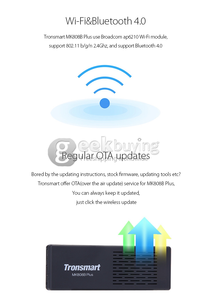 Tronsmart MK808B Plus Amlogic M805 Quad Core Android 4.4 Mini TV Dongle 1G/8G WIFI H.265 Bluetooth DLNA Miracast
