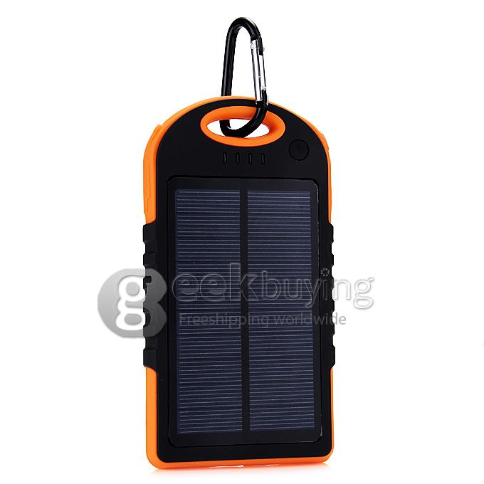 Solar Panel Charger 12000mAh Rain/Dirt/Shockproof Dual USB Portable Charger Backup External Battery - Orange+Black