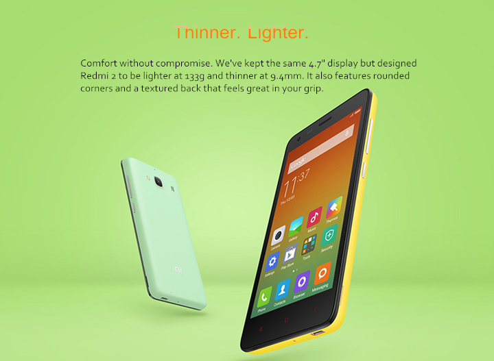 Xiaomi Redmi 2 4G LTE 4.7inch Android Phone Qualcomm MSM8916 Quad Core 64bit MIUI 6 Smartphone IPS HD 1GB 8GB 8MP- White