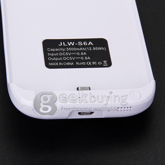 3500mAh Battery Power Pack Charger Case Cover For Samsung Galaxy S6 Edge G9200 - White