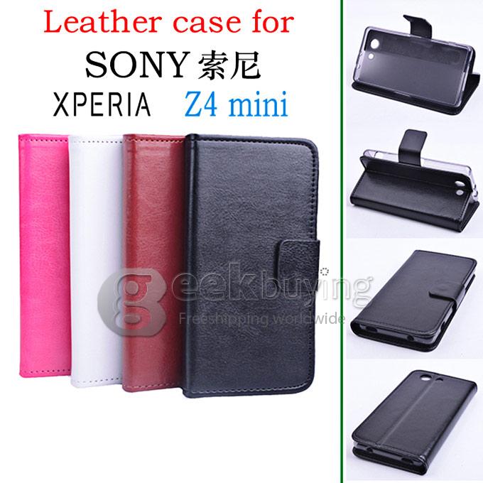 Protective Hard Cover Flip Stand Leather Case for Sony Z4 Mini Compact - Rose