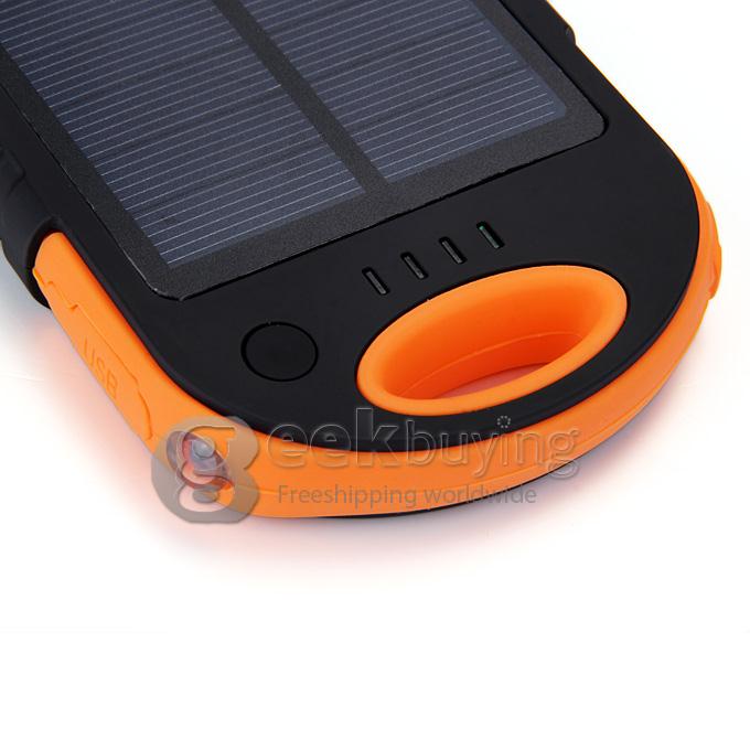 Solar Panel Charger 12000mAh Rain/Dirt/Shockproof Dual USB Portable Charger Backup External Battery - Orange+Black