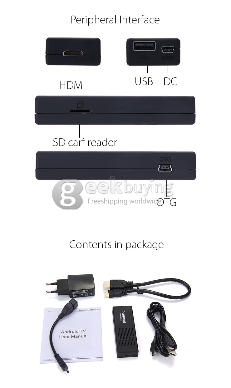 Tronsmart MK808B Plus Amlogic M805 Quad Core Android 4.4 Mini TV Dongle 1G/8G WIFI H.265 Bluetooth DLNA Miracast