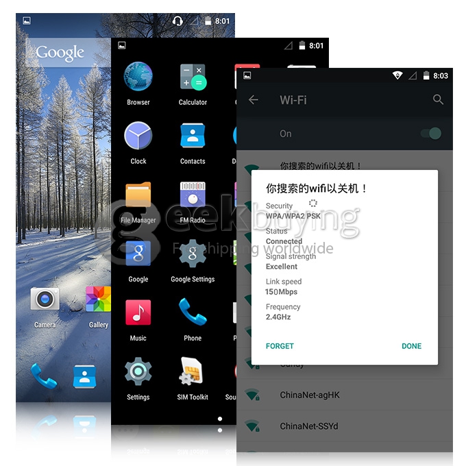 Mstar S100 5.5inch 4G LTE Android 5.0 Smartphone 64-bit MTK6732 Quad Core 1.5GHz 1GB 8GB 8.0MP IPS HD - White
