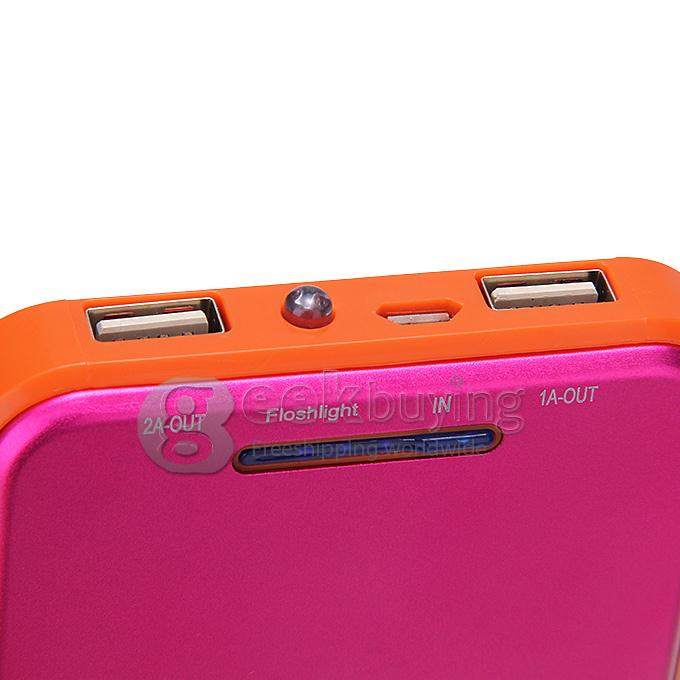 New DS158 Solar Charger 8000mAh Polymer Power Bank Portable USB Charger Dual USB - Rose