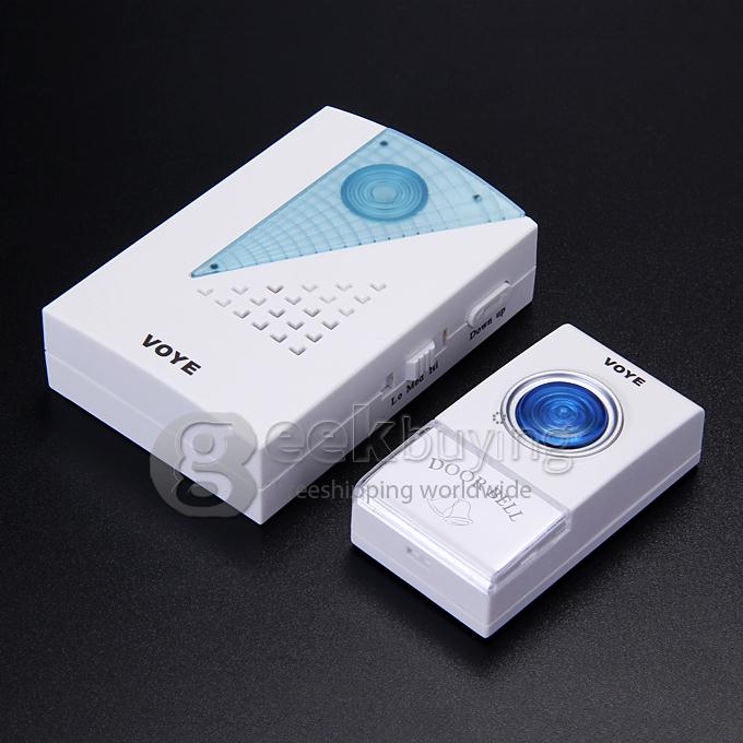 Voye V001A Wireless Intelligent Doorbell Remote Control Digital Receiver Doorbell With 38 Songs - White + Blue