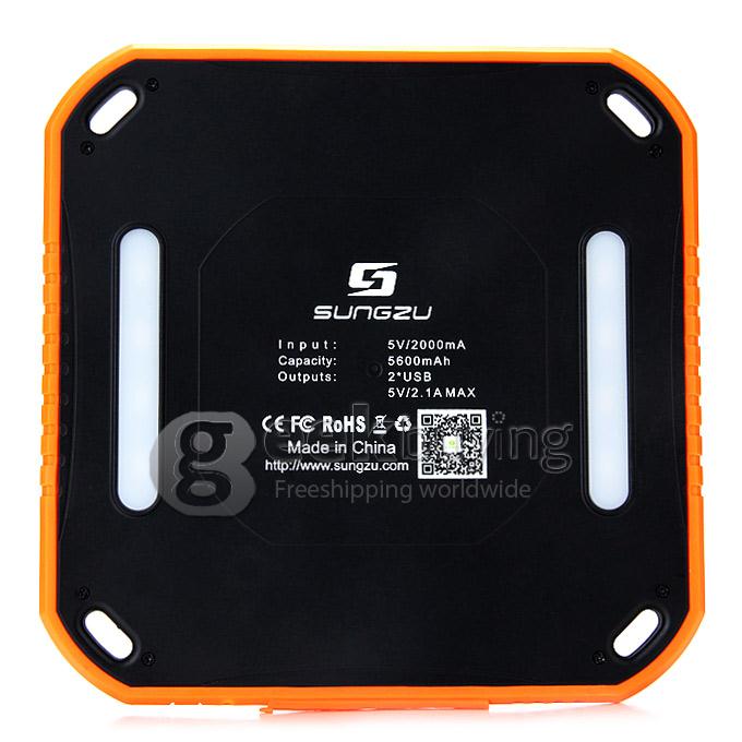 5600mAh Portable Solar Energy Power Bank Battery Backup LED Light For Samsung Galaxy for iPhone/Galaxy/HTC - Orange