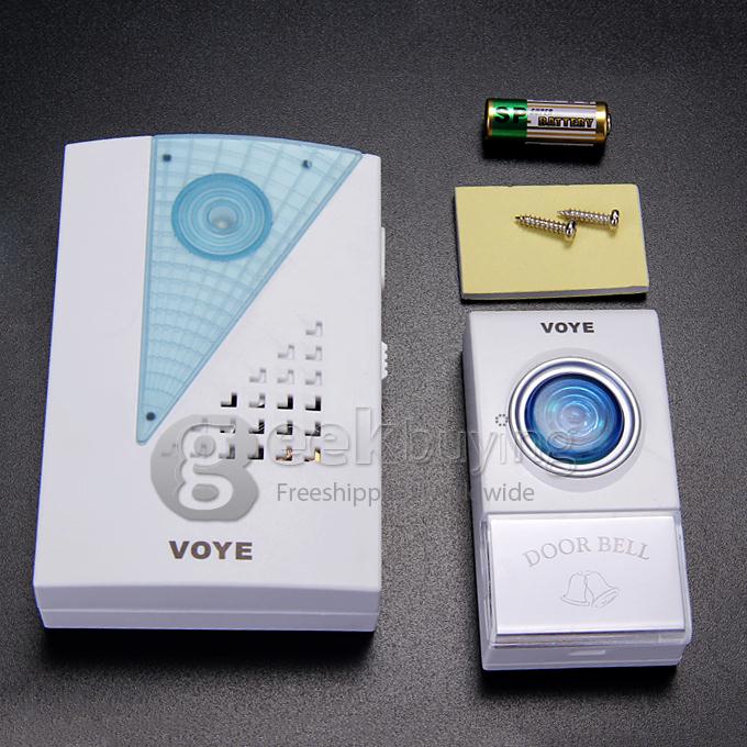 Voye V001A Wireless Intelligent Doorbell Remote Control Digital Receiver Doorbell With 38 Songs - White + Blue