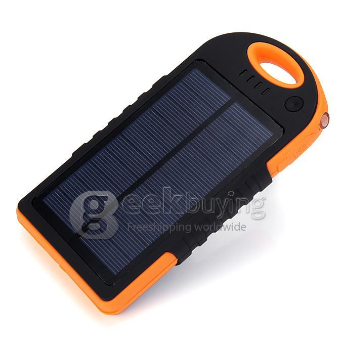 Solar Panel Charger 12000mAh Rain/Dirt/Shockproof Dual USB Portable Charger Backup External Battery - Orange+Black