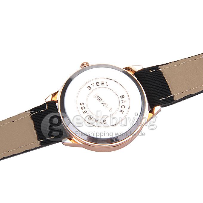 VIKEC 187 Fashion Brief Women Quartz Wrist Watch with Leather Belt - Black