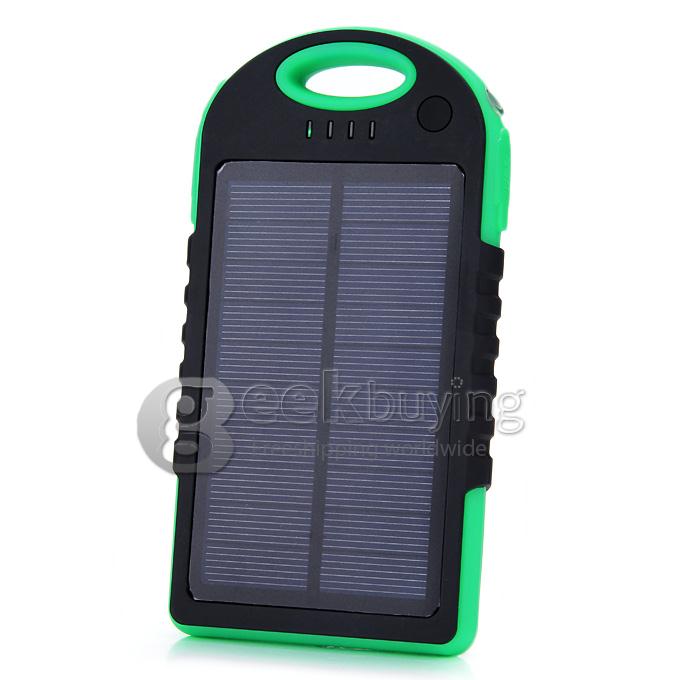 Solar Panel Charger 12000mAh Rain/Dirt/Shockproof Dual USB Portable Charger Backup External Battery - Green+Black