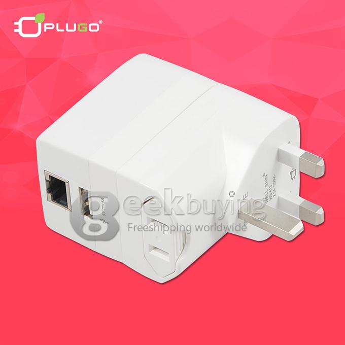 PLUGO Universal Global Travel AC UK/EU/US/AU Plug Power Adapter Conversion Socket General with USB Port - White