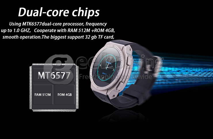 Top Watch TW9001 Android 4.0 Smart Watch Phone MTK6577 Dual CPU 512M/4G BT3.0 1.54