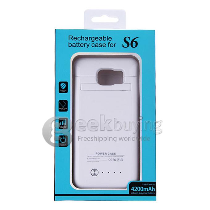 4200mAh Battery Power Pack Charger Cover Case For Samsung Galaxy S6 S6 Edge G9200 - White