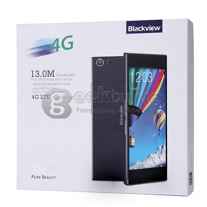 Blackview Alife S1 5.0inch 4G LTE 64-bit Smartphone Android 4.4 2GB 16GB MTK6732 Quad Core 1.5GHz 13.0MP HD - Black