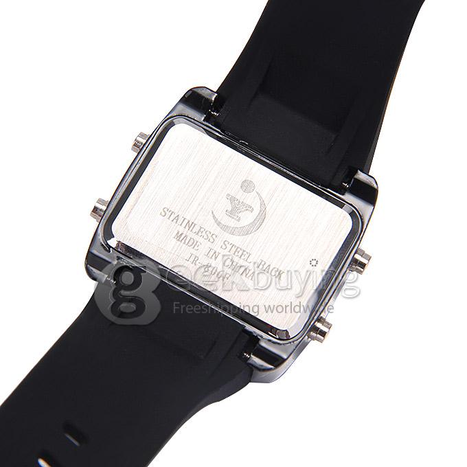 JR-806F Fashion Unisex Waterproof Sports Watch With Analog & Digital Dual Time Display And LED - Black