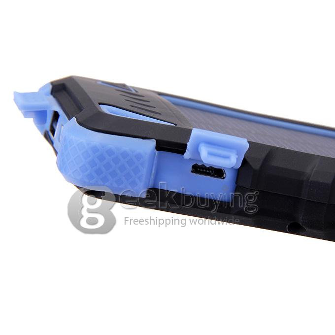 DS168 Solar Panel Mobile Charger 8000mAh Dual USB Power Bank Water/Dirt/Shockproof Portable Spare Charger - Blue