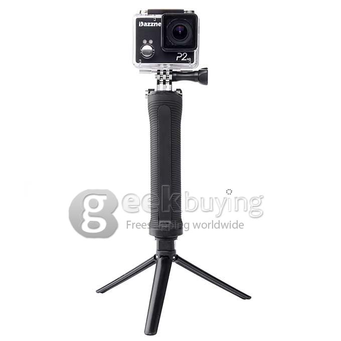 ST-198 3-Way Monopod Stand Mini Tripod for Gopro HD Hero 2 3 3+ 4 - Black