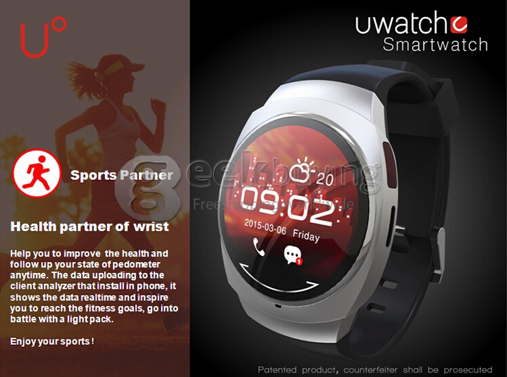 UO Bluetooth Smart Sports Watch Pedometer Stopwatch BT4.0 Waterproof For Andriod IOS - Gold