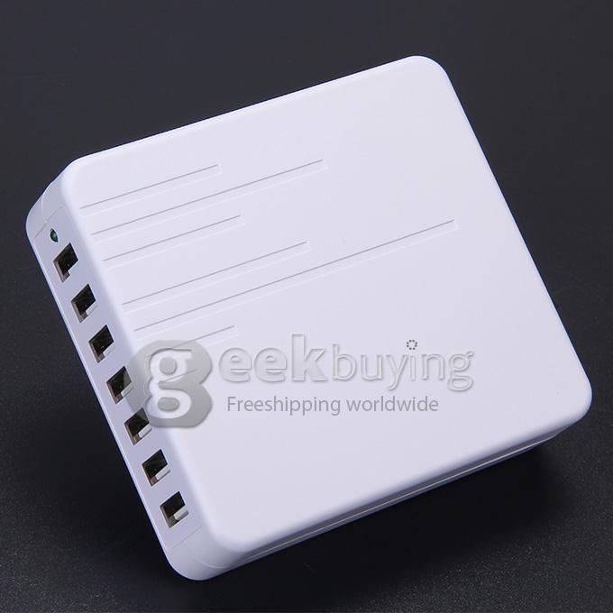 HC007 45W 7-Ports High Speed Desktop USB Charger US Plug With Intelligent Adjustable Output Ports - White