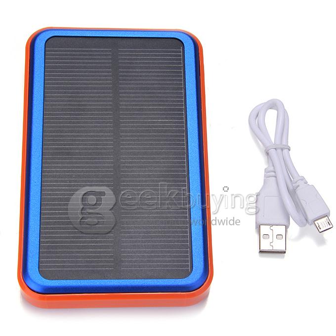 New DS158 Solar Charger 8000mAh Polymer Power Bank Portable USB Charger Dual USB - Blue
