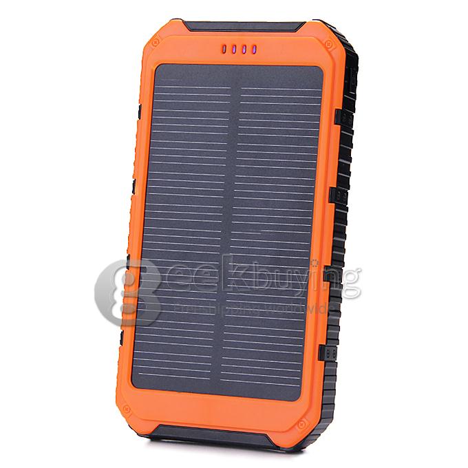 DS18000 6000mAh Solar Panel Mobile Charger Dual USB Power Bank Portable Spare Charger - Orange