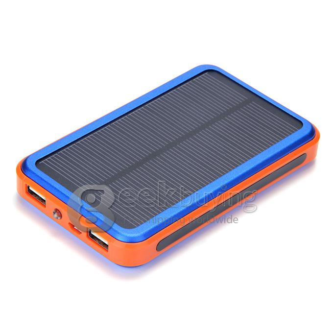 New DS158 Solar Charger 8000mAh Polymer Power Bank Portable USB Charger Dual USB - Blue