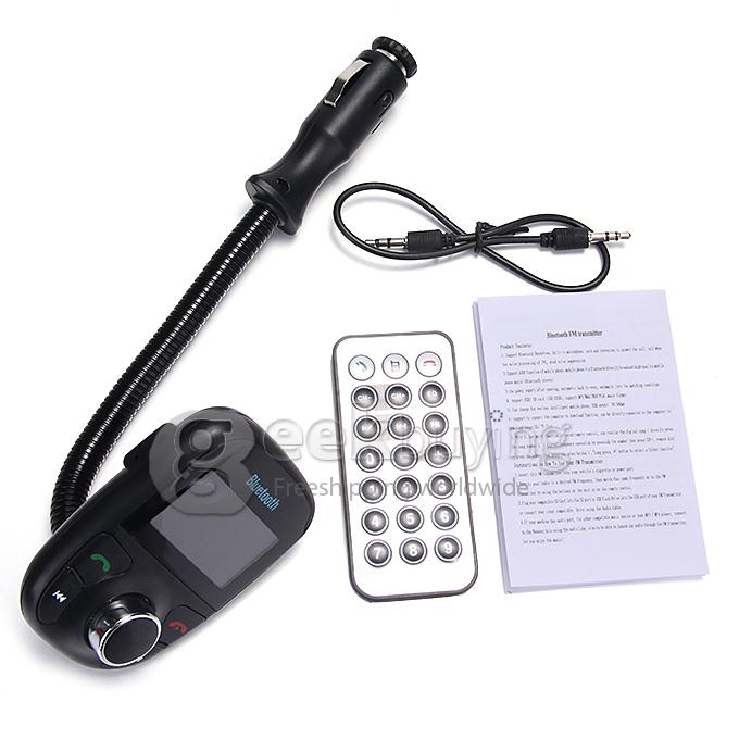 Bluetooth Handsfree FM Transmitter Car Kit MP3 Music Player Radio Adapter with Remote Control For iPhone/Samsung