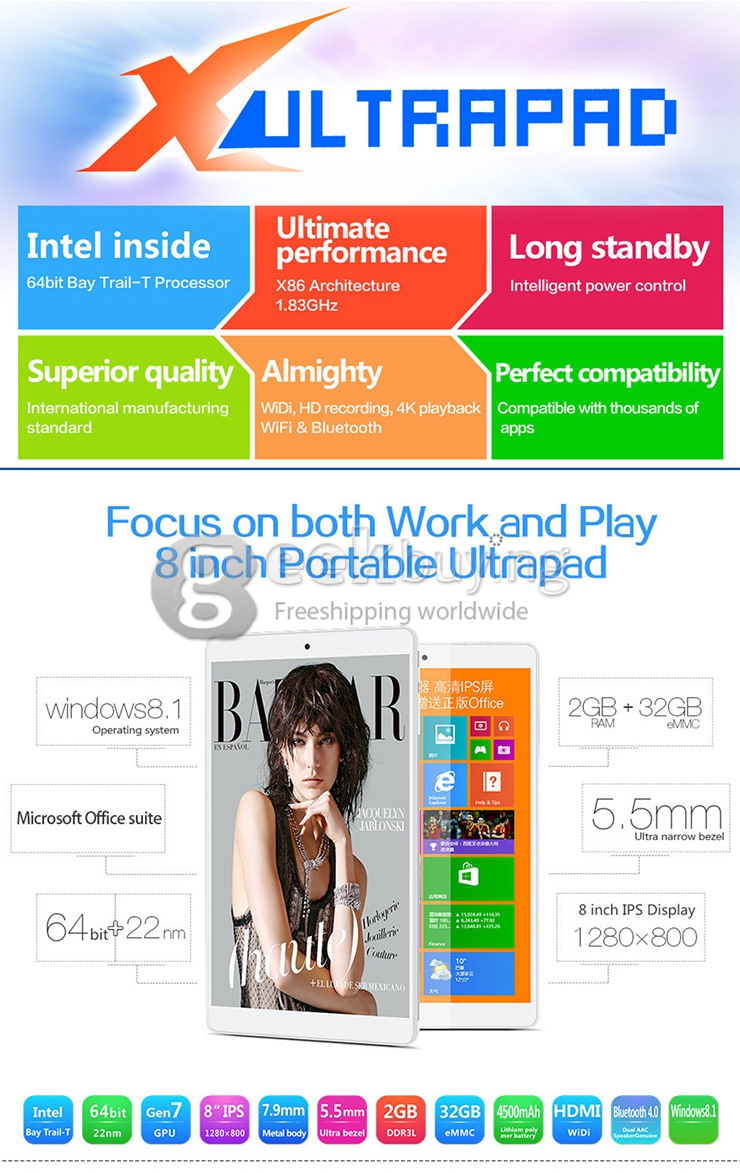 Teclast X80HD Dual OS Android 4.4 & Win 8.1 Intel Z3735F Quad-core 8