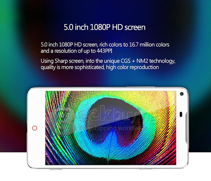 ZTE NUBIA Z5S 5.0 Inch FHD Android 4.4 2GB 16GB Smartphone Qualcomm Snapdragon 800 Quad Core Gorilla Glass 3 - Black