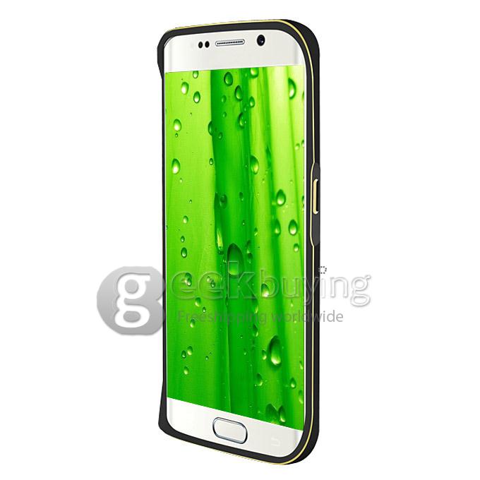 Lovemei Curved Metal Bumper Aviation Aluminum Frame Protective Case for Samsung Galaxy S6 Edge - Black