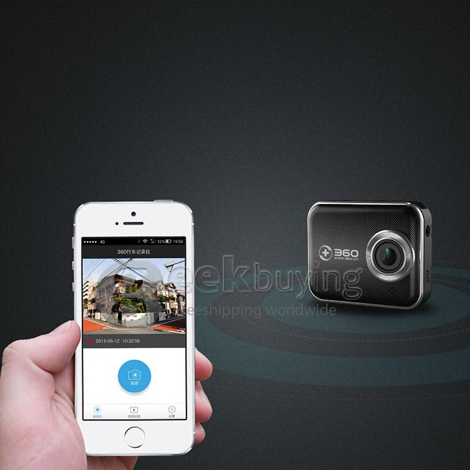 Qikoo 360 Ambarella A7LA55 5.0 MP COMS Car DVR 2.0inch 160 Degree HD 1296P Dashcam Wifi Logger Car Camcorder - Black