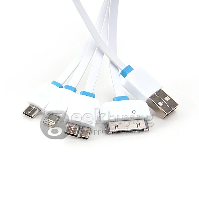 LENTION 4 In 1 Functional Charging Cable 1FT 100CM - Blue + White