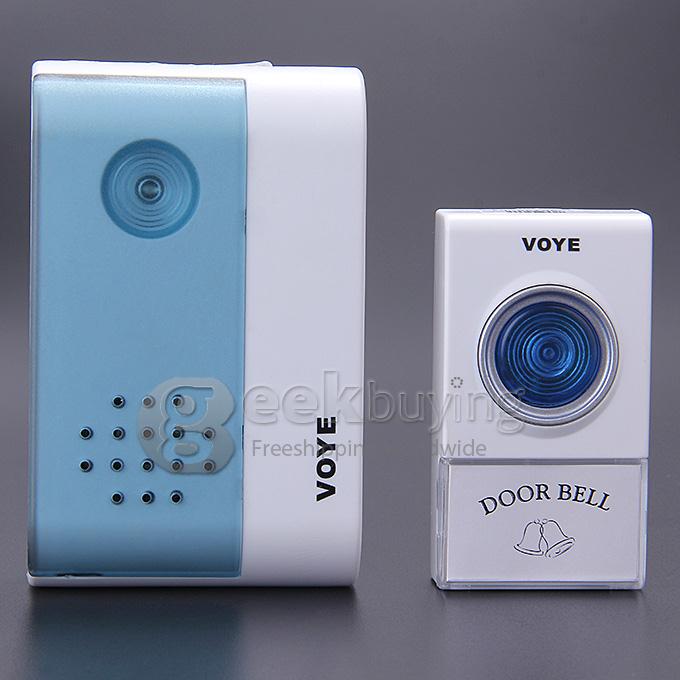Voye V004A Wireless Intelligent Doorbell Remote Control Digital Receiver Doorbell With 38 Songs - White + Blue