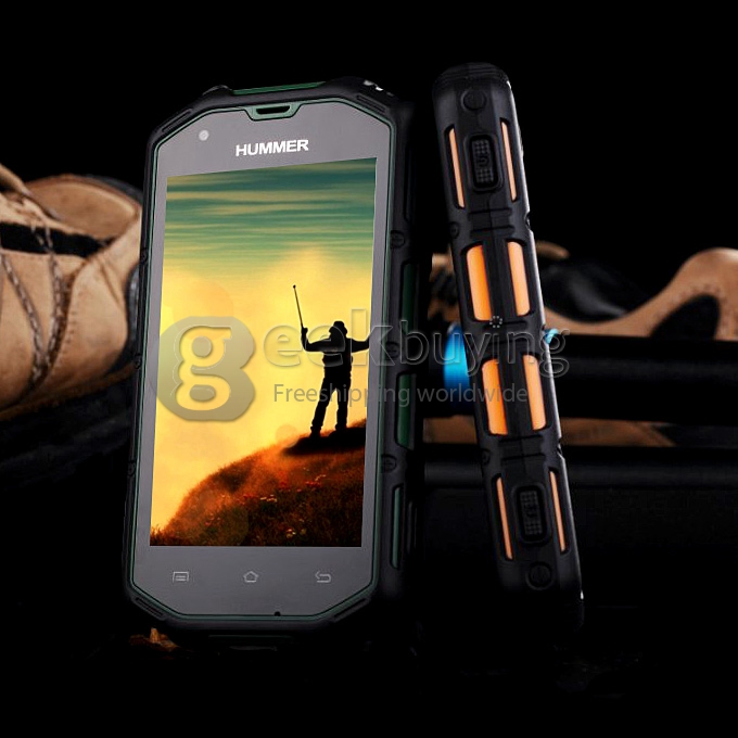 Hummer H5 Waterproof IP67 Phone 4inch IPS Screen Android 4.2 4GB Dual Core MTK6572A Dual-Sim with 3G phone-Yellow
