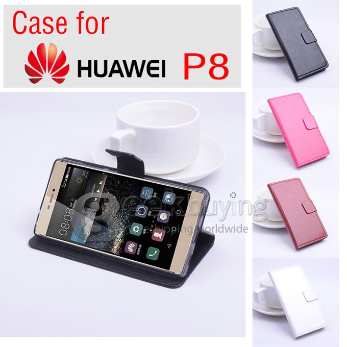 Protective Hard Cover Flip Stand Leather Case for HUAWEI Ascend P8 - Rose