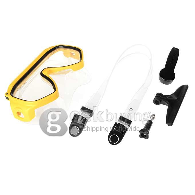 Universal Swimming Scuba Dive Snorkeling Mask for GoPro SJCAM Xiaomi Yi Xiaoyi Sport Camera - Yellow