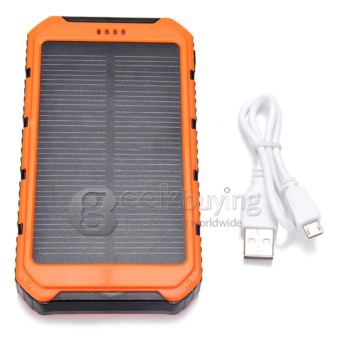 DS18000 6000mAh Solar Panel Mobile Charger Dual USB Power Bank Portable Spare Charger - Orange