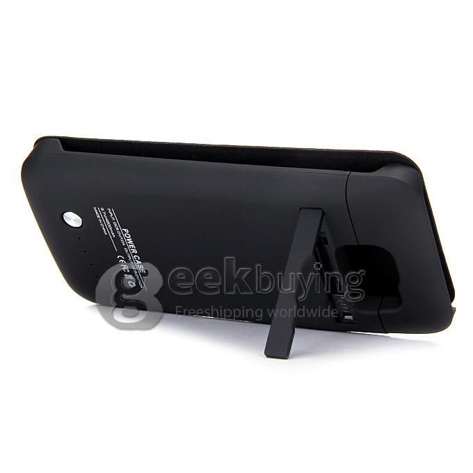 4200mAh Battery Power Pack Charger Cover With Leather Case For Samsung Galaxy S6 Edge G9200 - Black