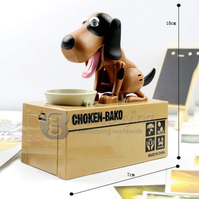 Choken Puppy Hungry Eating Dog Coin Bank Money Saving Box Piggy Bank - Brown