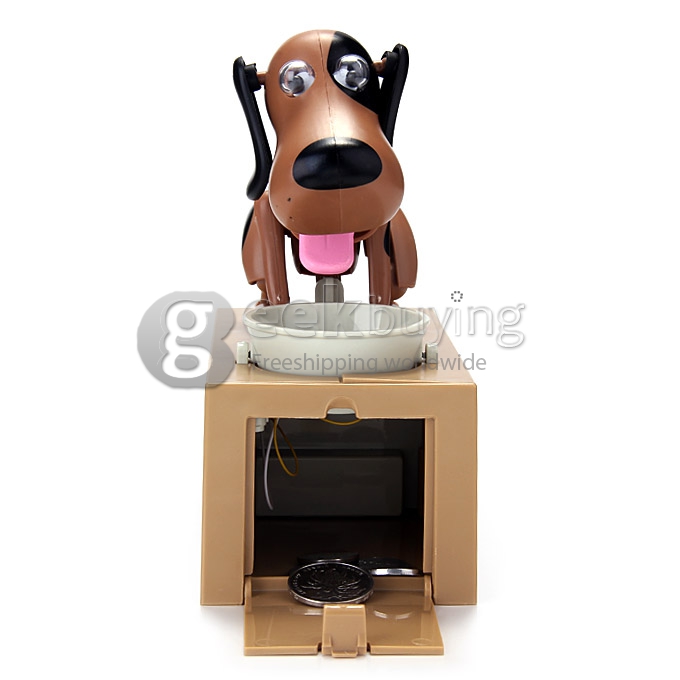 Choken Puppy Hungry Eating Dog Coin Bank Money Saving Box Piggy Bank - Brown